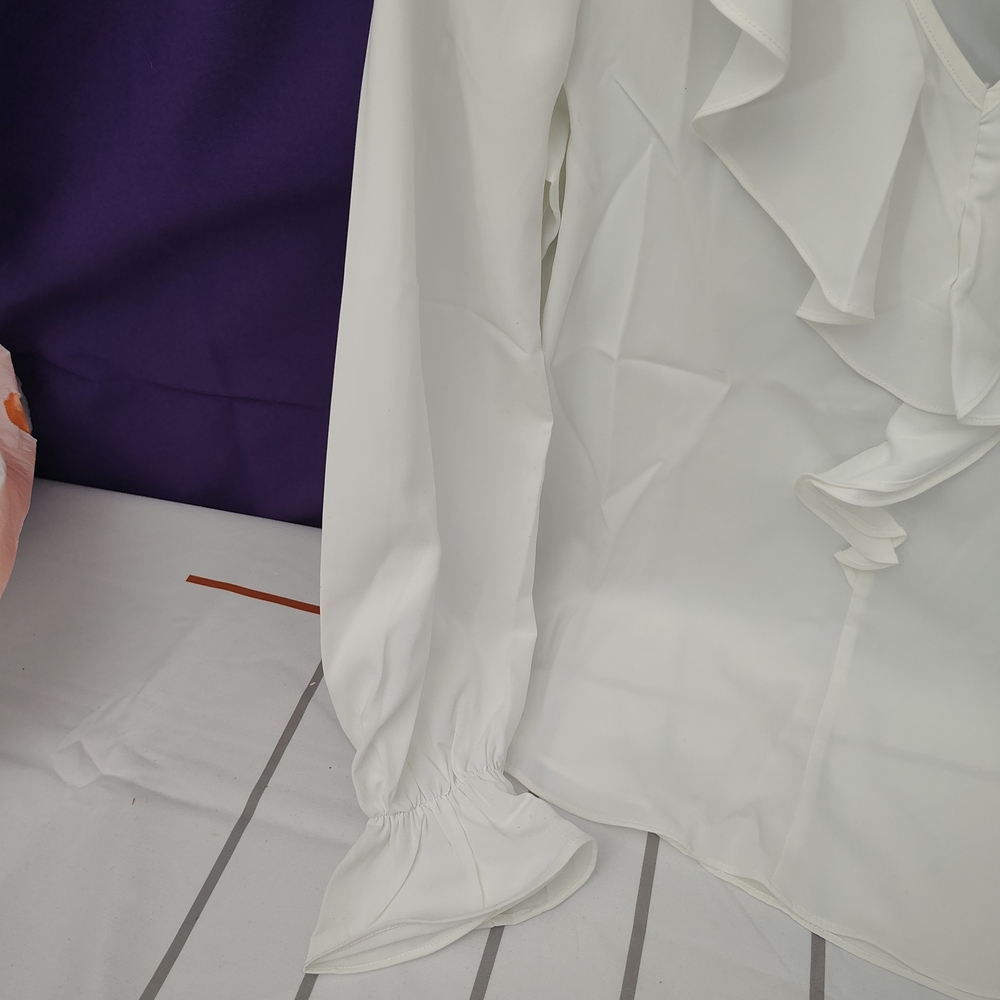 Elegant White Ruffle Blouse - Picture 7 of 8